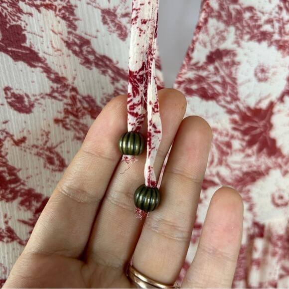 FREE PEOPLE Mini Babydoll Dress Womens XSmall Floral Pleated Boho Ruffle Pretty - Picture 10 of 16